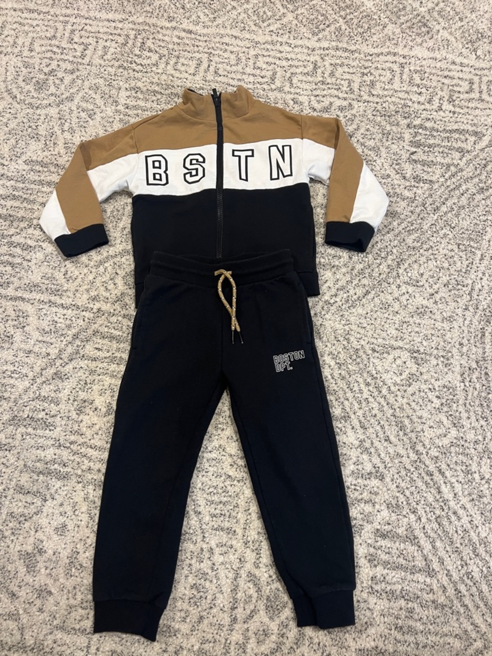 Mayoral - BSTN Colorblock Zip Hoodie & Jogger Set - Black/Camel/White
